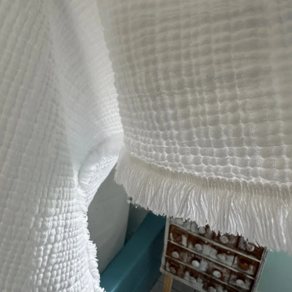 White Textured Shower Curtain